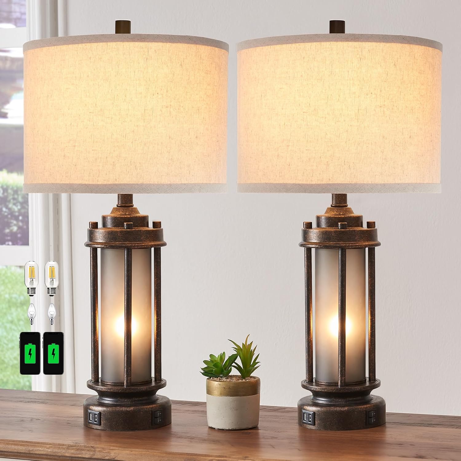 Solar Lamp - Zestaw 2 lamp w stylu farmhouse